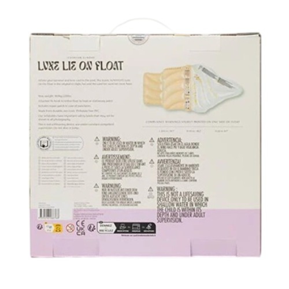 SunnyLife Ice Cream Sunday Luxe Lie On Float Inflatable Pool Lake Glitter Raft - Picture 9 of 9